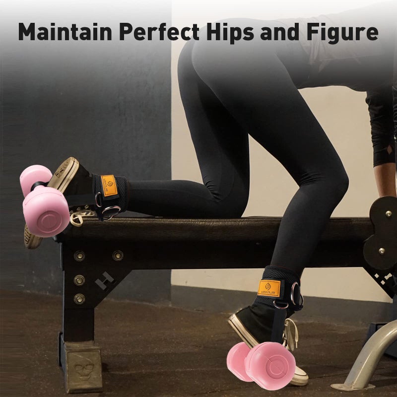ELEAMY Ankle Straps for Dumbbells and Cable Machines  Dumbbell Feet Attachment  Tibialis Trainer  Leg Extensions for Women and Men (Black 2PC) - Image 5